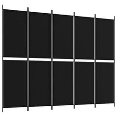 vidaXL 5 paneeliga ruumijagaja, must, 250x200 cm, kangas hind ja info | Sirmid ja vaheseinad | kaup24.ee
