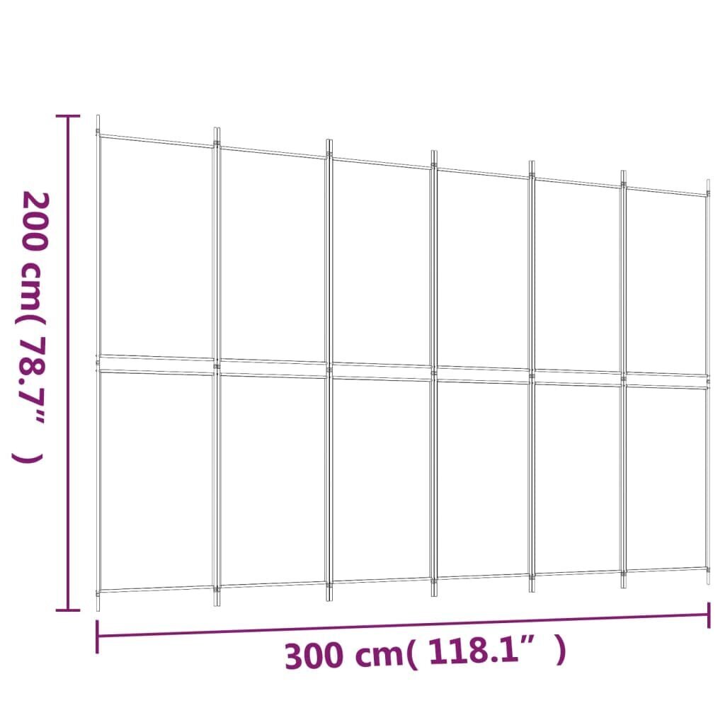 vidaXL 6 paneeliga sirm, hall, 300x200 cm, kangas hind ja info | Sirmid ja vaheseinad | kaup24.ee