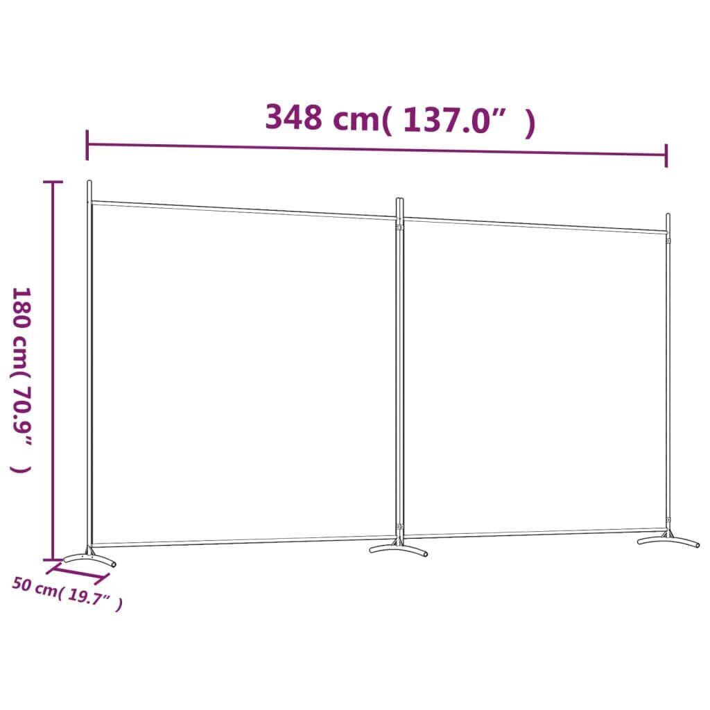 vidaXL 2 paneeliga sirm, must, 348 x 180 cm, kangas hind ja info | Sirmid ja vaheseinad | kaup24.ee