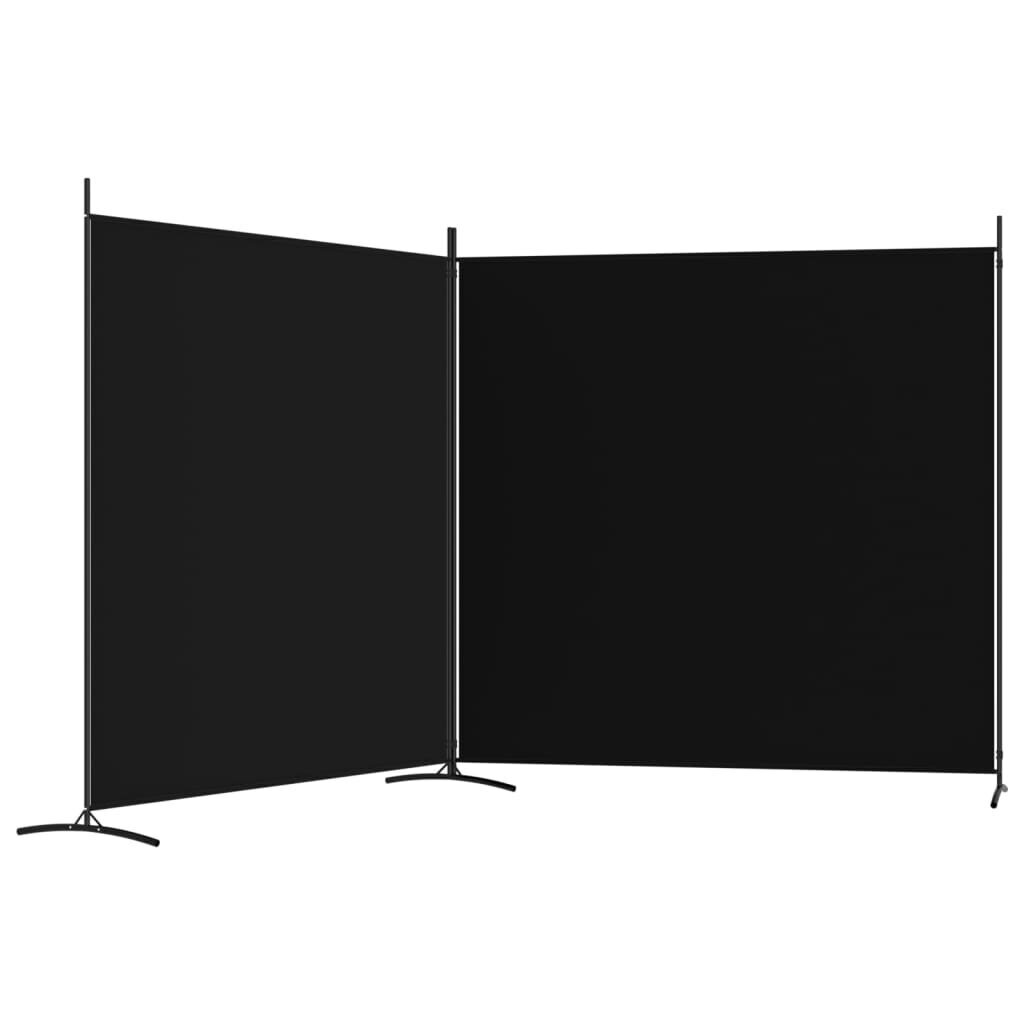 vidaXL 2 paneeliga sirm, must, 348 x 180 cm, kangas hind ja info | Sirmid ja vaheseinad | kaup24.ee