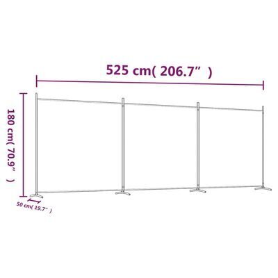 vidaXL 3 paneeliga ruumijagaja, pruun, 525 x 180 cm, kangas hind ja info | Sirmid ja vaheseinad | kaup24.ee