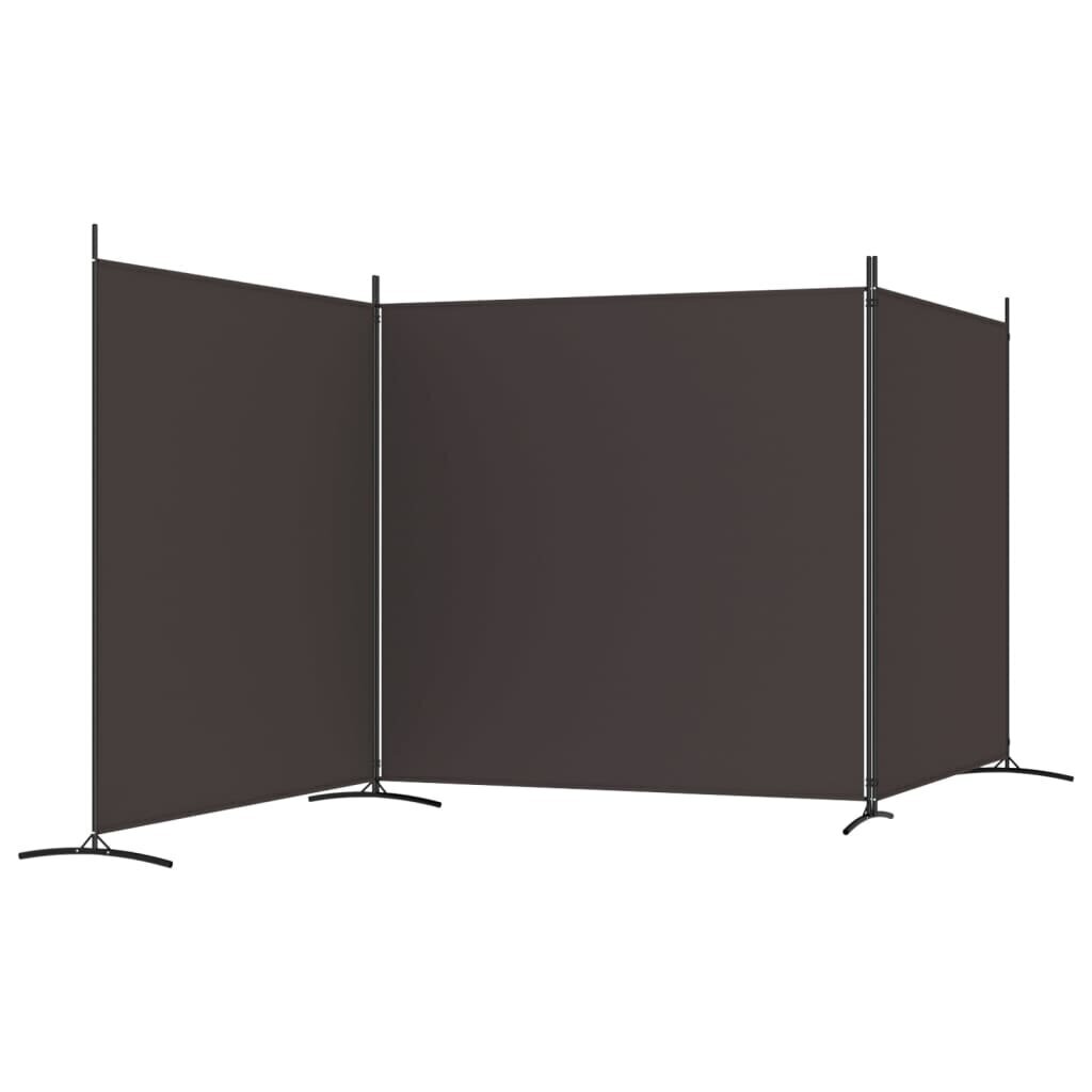 vidaXL 3 paneeliga ruumijagaja, pruun, 525 x 180 cm, kangas hind ja info | Sirmid ja vaheseinad | kaup24.ee