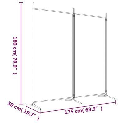 vidaXL 2-paneeliga ruumijagaja, antratsiithall, 175 x 180 cm, kangas цена и информация | Sirmid ja vaheseinad | kaup24.ee