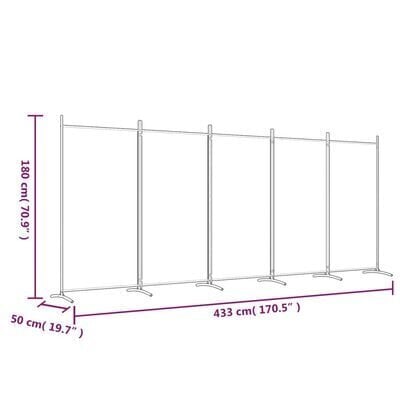 vidaXL 5-paneeliga ruumijagaja, antratsiithall, 433x180 cm, kangas hind ja info | Sirmid ja vaheseinad | kaup24.ee