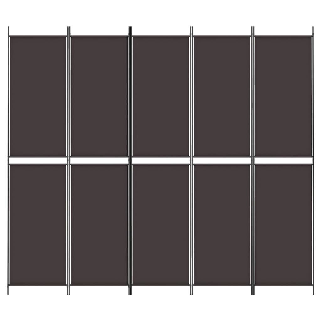 vidaXL 5 paneeliga ruumijagaja, pruun, 250 x 220 cm, kangas цена и информация | Sirmid ja vaheseinad | kaup24.ee