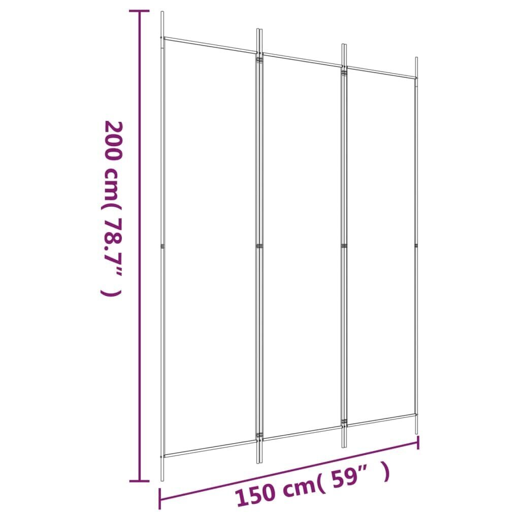 vidaXL 3 paneeliga ruumijagaja, pruun, 150 x 200 cm, kangas hind ja info | Sirmid ja vaheseinad | kaup24.ee