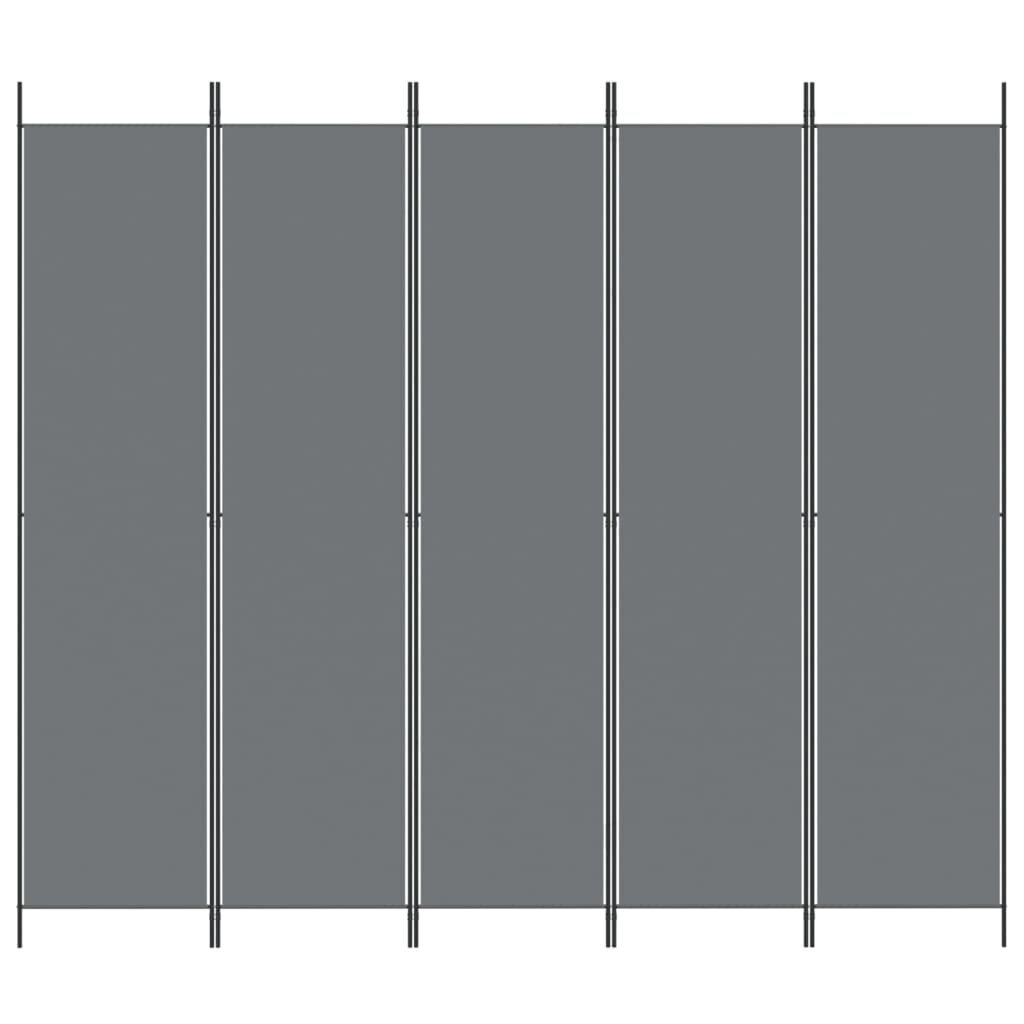 vidaXL 5 paneeliga ruumijagaja, antratsiithall, 250 x 220 cm, kangas hind ja info | Sirmid ja vaheseinad | kaup24.ee