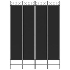 vidaXL 4 paneeliga ruumijagaja, must, 160x220 cm, kangas hind ja info | Sirmid ja vaheseinad | kaup24.ee