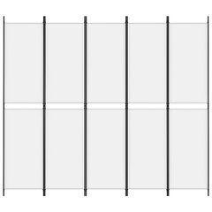 vidaXL 5 paneeliga ruumijagaja, valge, 250 x 220 cm, kangas hind ja info | Sirmid ja vaheseinad | kaup24.ee