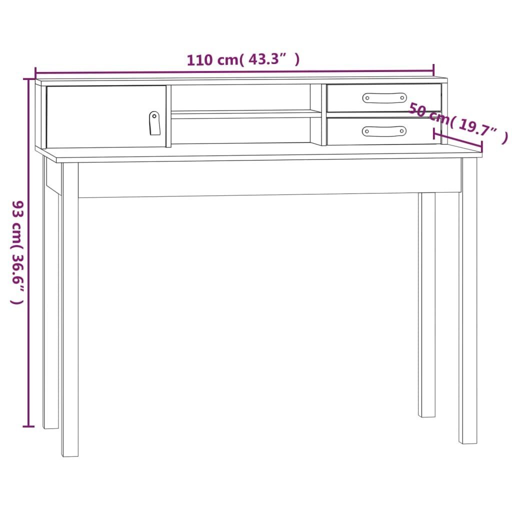 vidaXL kirjutuslaud, 110 x 50 x 93 cm, männipuit hind ja info | Arvutilauad, kirjutuslauad | kaup24.ee