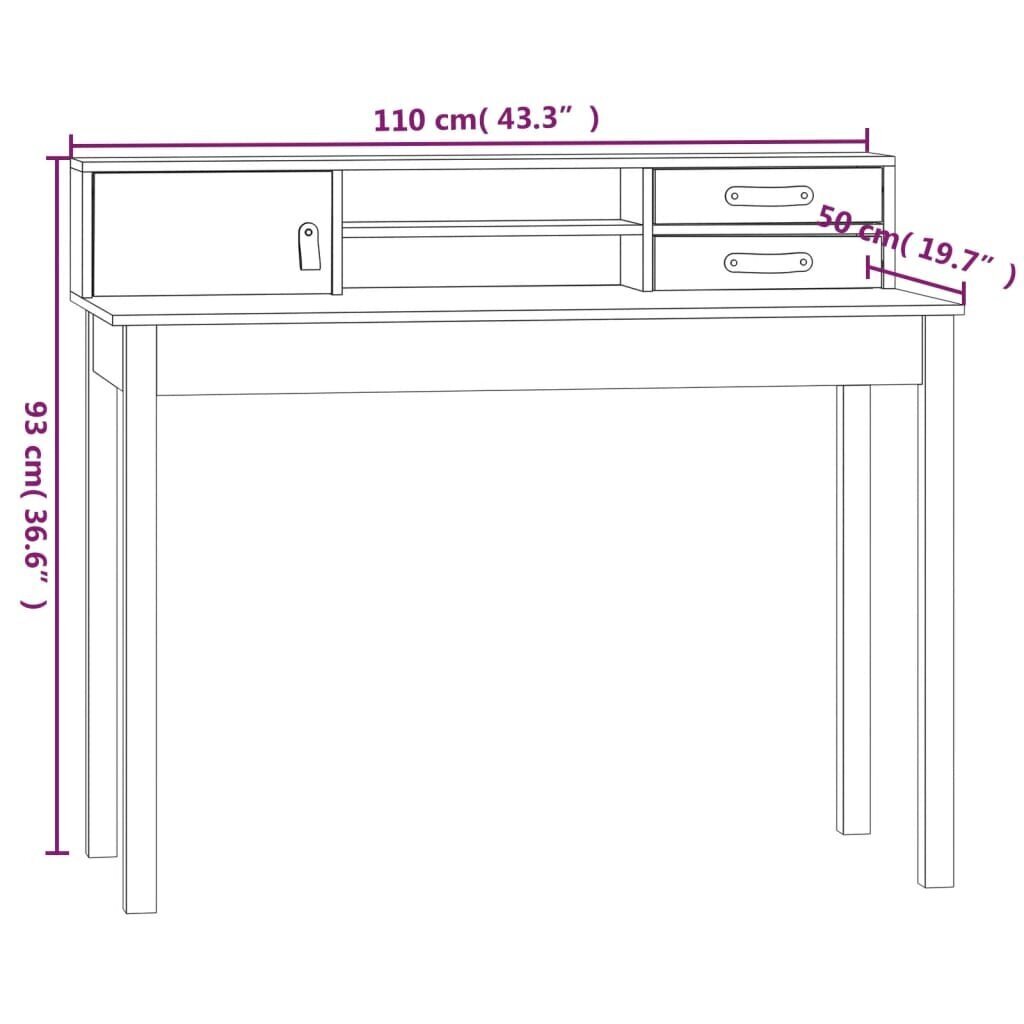 vidaXL kirjutuslaud, must, 110 x 50 x 93 cm, männipuit hind ja info | Arvutilauad, kirjutuslauad | kaup24.ee