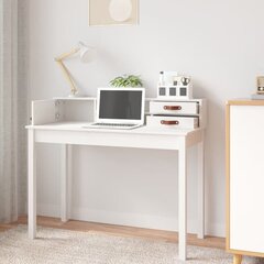 vidaXL kirjutuslaud, valge, 110 x 50 x 93 cm, männipuit hind ja info | Arvutilauad, kirjutuslauad | kaup24.ee