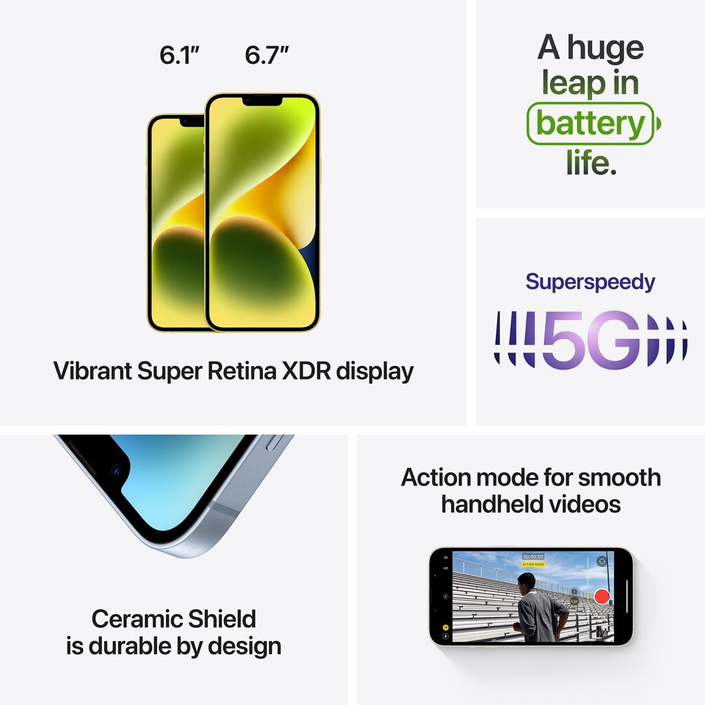 Apple iPhone 14 256GB Yellow MR3Y3PX/A hind ja info | Telefonid | kaup24.ee