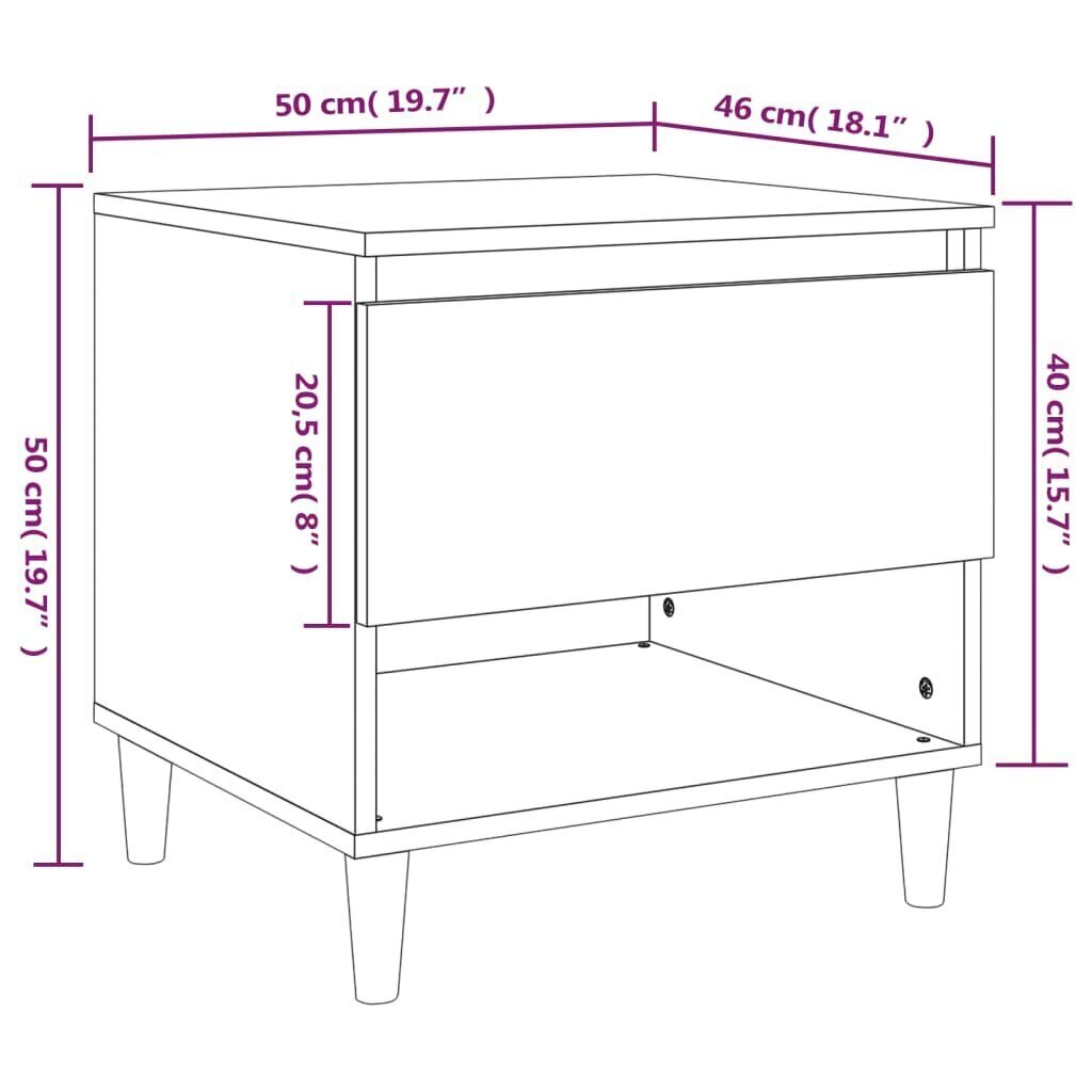 vidaXL öökapid, 2 tk, valge, 50 x 46 x 50 cm, tehispuit цена и информация | Öökapid | kaup24.ee