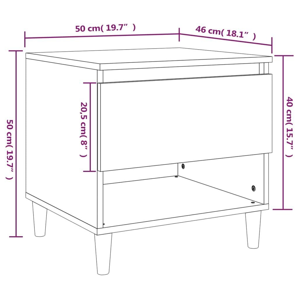 vidaXL öökapp, kõrgläikega valge, 50 x 46 x 50 cm, tehispuit hind ja info | Öökapid | kaup24.ee