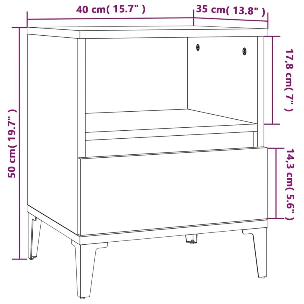 vidaXL öökapp, suitsutatud tamm, 40 x 35 x 50 cm цена и информация | Öökapid | kaup24.ee