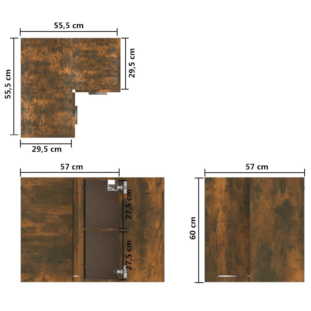 Seina nurgakapp, tamm, 57 x 57 x 60cm, puit цена и информация | Köögikapid | kaup24.ee
