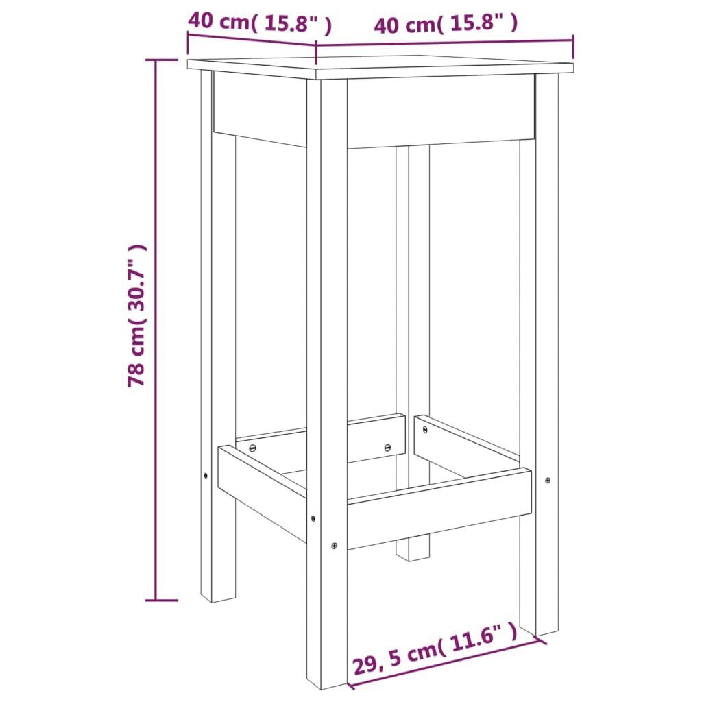 Baaritoolid vidaXL, Täismännipuit, 2tk, 40 x 40 x 78 cm, valge hind ja info | Söögitoolid, baaritoolid | kaup24.ee