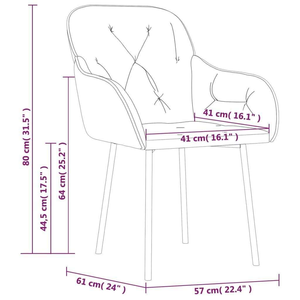 Söögitoa toolid, Velvet, 2tk, tumehall цена и информация | Söögilaua toolid, köögitoolid | kaup24.ee