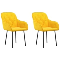 Söögitoolid 2 tk, kollane, samet hind ja info | Söögilaua toolid, köögitoolid | kaup24.ee