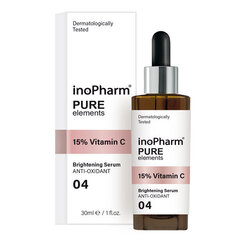 Näoseerum koos 15% C-vitamiiniga Pure Elements, InoPharm, 30 ml цена и информация | Сыворотки для лица, масла | kaup24.ee