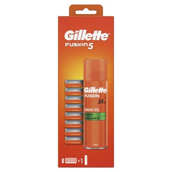 Gillette Fusion Raseerija Varuterad 8 tk + Fusion 5 Ultra Sensitive Raseerimisgeel hind ja info | Raseerimisvahendid | kaup24.ee