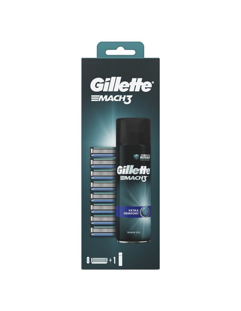 Gillette Mach3 Raseerija Terad, 8 tk + Mach3 geel 200ml hind ja info | Raseerimisvahendid | kaup24.ee
