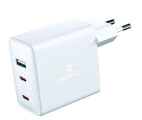 Swissten GaN зарядное устройство 2 x USB-C / USB / 70W цена и информация | Зарядные устройства для телефонов | kaup24.ee