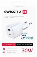 Swissten GaN Mini Travel цена и информация | Зарядные устройства для телефонов | kaup24.ee