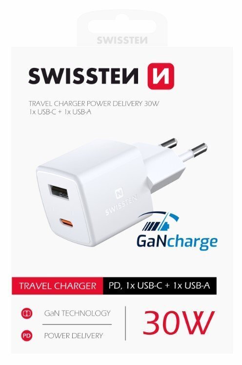 Swissten GaN Mini Travel цена и информация | Mobiiltelefonide laadijad | kaup24.ee