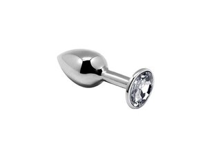 Metal Butt Plug with White Jewel Size S цена и информация | Анальные игрушки | kaup24.ee