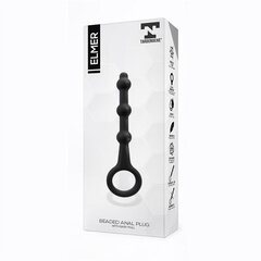 Elmer Beaded Butt Plug with Easy Pull Ring Silicone Black цена и информация | Анальные игрушки | kaup24.ee