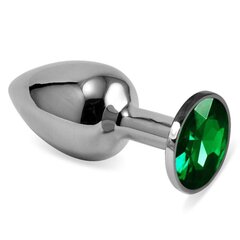 Butt Plug Silver Rosebud Classic with Green Jewel Size S цена и информация | Анальные игрушки | kaup24.ee