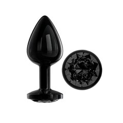 Blackgem Metalic Butt Plug with Jewel Black Size M цена и информация | Анальные игрушки | kaup24.ee