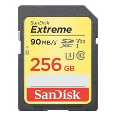 SanDisk SDXC 256GB Extreme UHS-I U3 V30 90/60 MB/s hind ja info | Fotoaparaatide mälukaardid | kaup24.ee