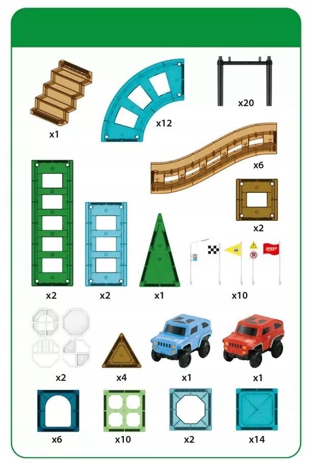 Magnetrada autodega – koguni 96 elementi! цена и информация | Klotsid ja konstruktorid | kaup24.ee