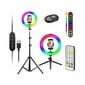 Ringikujuline RGB LED lamp 30 cm koos statiivi ja muude tarvikutega цена и информация | Selfie sticks | kaup24.ee
