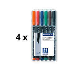 Постоянный маркер Statdtler Lumocolor 318F, 0,6 мм, 6 цветовых наборов 4 шт. цена и информация | Письменные принадлежности | kaup24.ee
