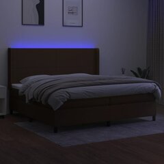 vidaXL kontinentaalvoodi madratsiga ja LED, tumepruun, 200x200 cm, kangas hind ja info | Voodid | kaup24.ee