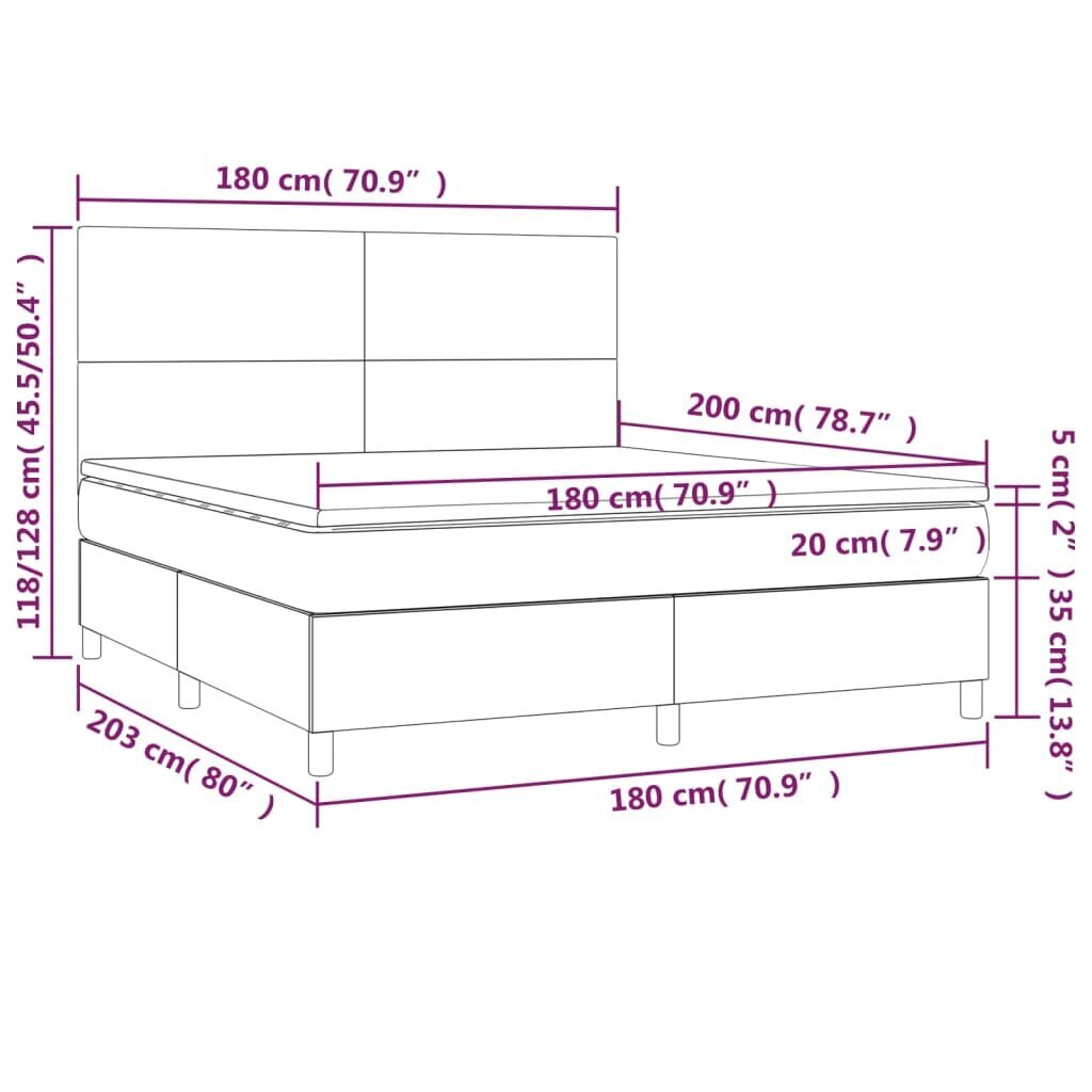 vidaXL kontinentaalvoodi madratsiga, sinine, 180x200 cm, kangas hind ja info | Voodid | kaup24.ee