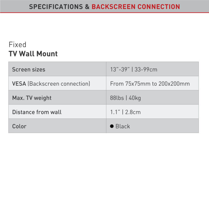 Teleri seinakinnitus Barkan AL200, 13"-43", 40 kg, 200x200 mm цена и информация | Teleri seinakinnitused ja hoidjad | kaup24.ee