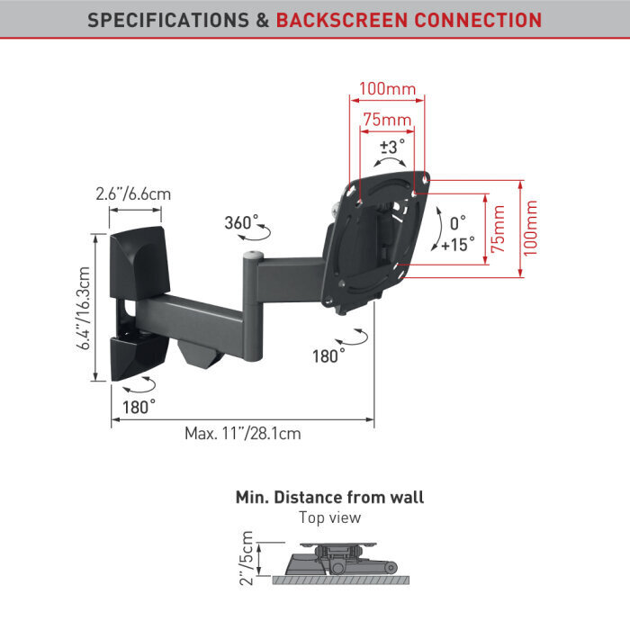 Teleri ja monitori seinakinnitus Barkan AL14, 13"-29", 15 kg, 100x100 mm hind ja info | Teleri seinakinnitused ja hoidjad | kaup24.ee