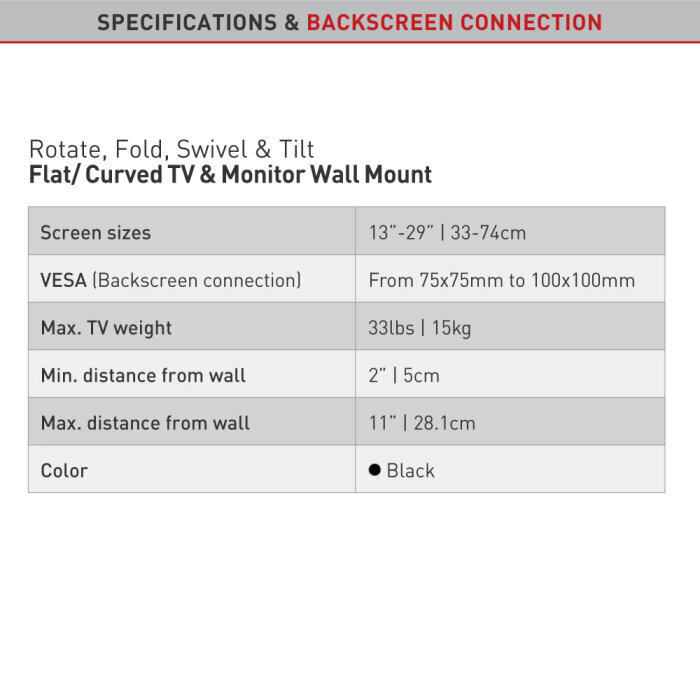 Teleri ja monitori seinakinnitus Barkan AL14, 13"-29", 15 kg, 100x100 mm hind ja info | Teleri seinakinnitused ja hoidjad | kaup24.ee