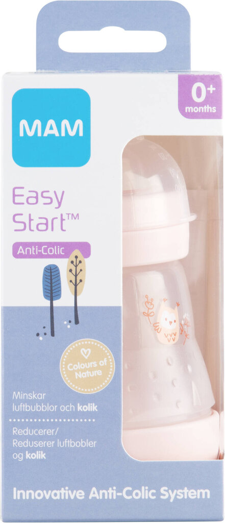 Lutipudel MAM Easy Start Anti-Colic 0+ kuud, 160 ml, pink цена и информация | Lutipudelid ja aksessuaarid | kaup24.ee