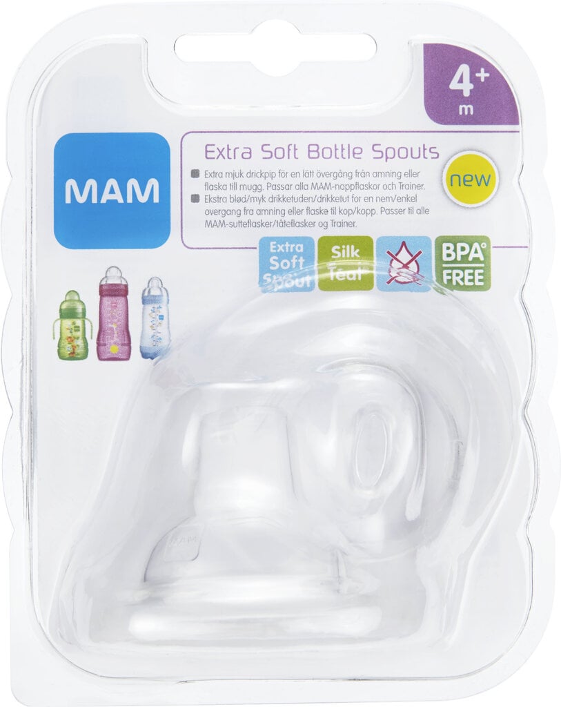 Pudelilutt MAM Extra Soft Bottle Spouts 4+ kuud, 2 tk hind ja info | Lutipudelid ja aksessuaarid | kaup24.ee