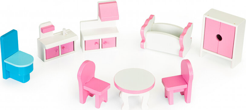 Ecotoys suur puidust nukumaja koos mööbliga hind ja info | Tüdrukute mänguasjad | kaup24.ee