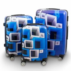 Комплект чемоданов, 3 шт., синий цена и информация | Чемоданы, дорожные сумки | kaup24.ee