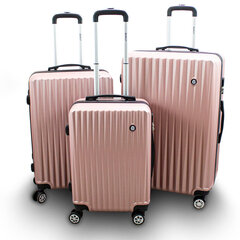 набор чемоданов на колесиках золотисто-розовый set 3 шт. цена и информация | Чемоданы, дорожные сумки | kaup24.ee