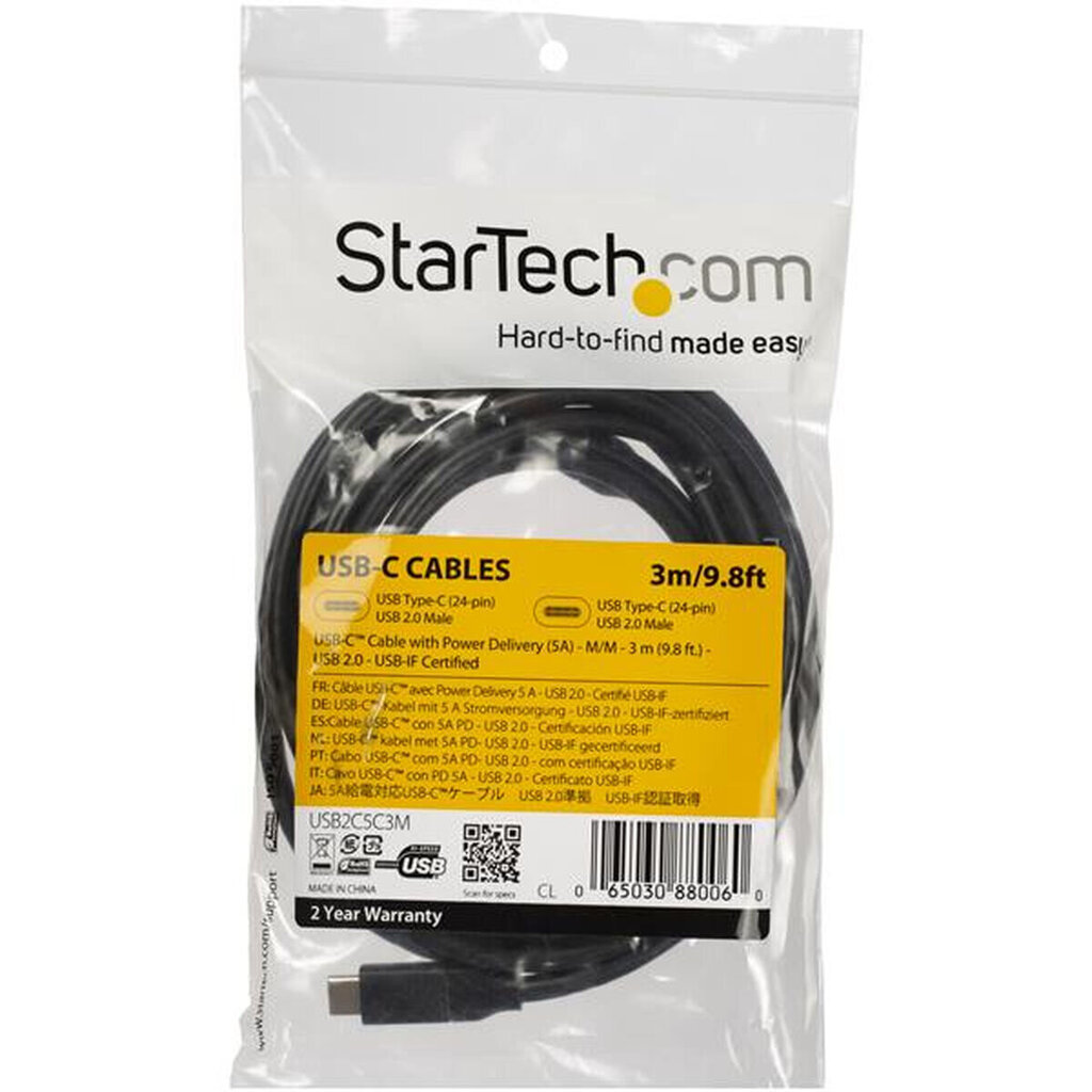 USB-C-kaabel Startech USB2C5C3M Must hind ja info | Mobiiltelefonide kaablid | kaup24.ee