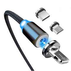 Traat, kaabel, magnetlaadija 3in1 (Micro USB, Type-C, iPhone Lightning) telefonile hind ja info | Mobiiltelefonide kaablid | kaup24.ee